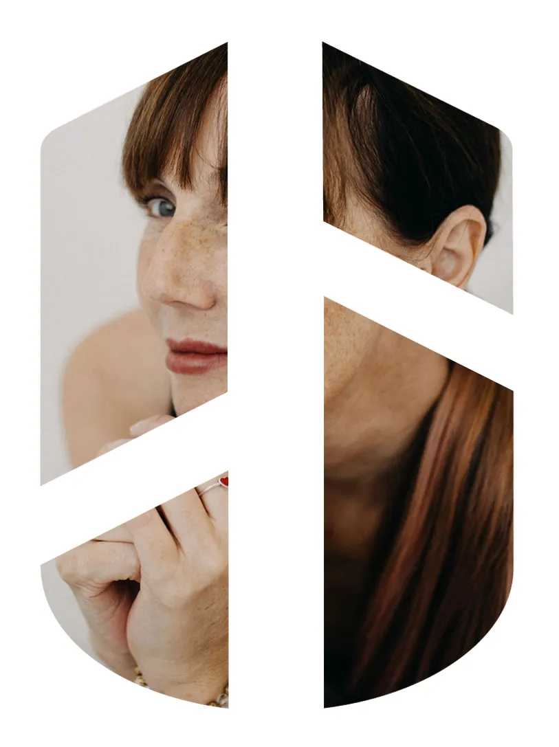 Künstlerisches Logo-Portrait von Seelenbalm – Verbindung von Katrin und dem Markenzeichen. Ein Blick ins Innere